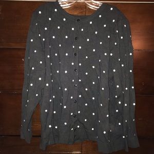 CHARTER CLUB WOMAN black cardigan with polka dots